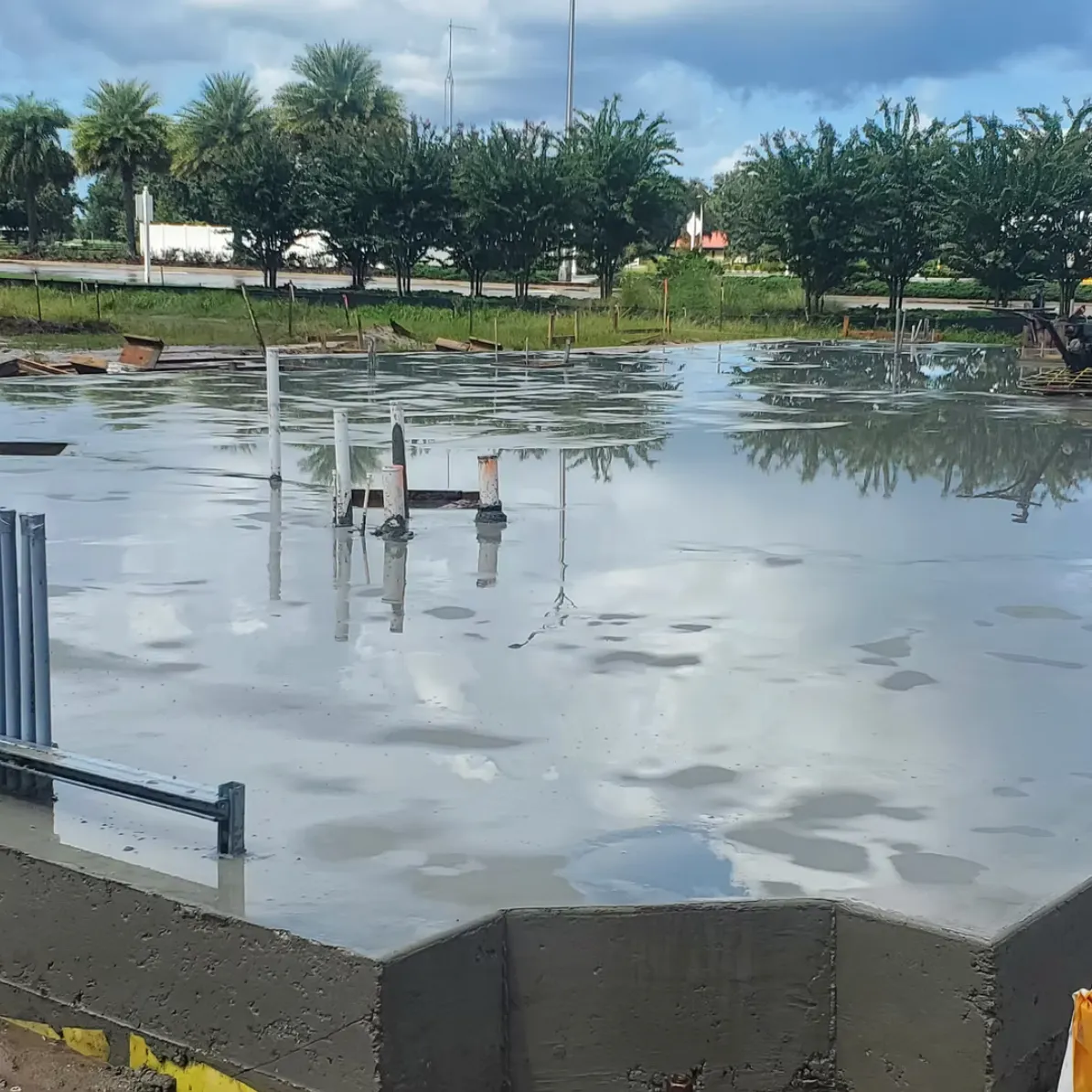 Freshly Poured concrete foundation