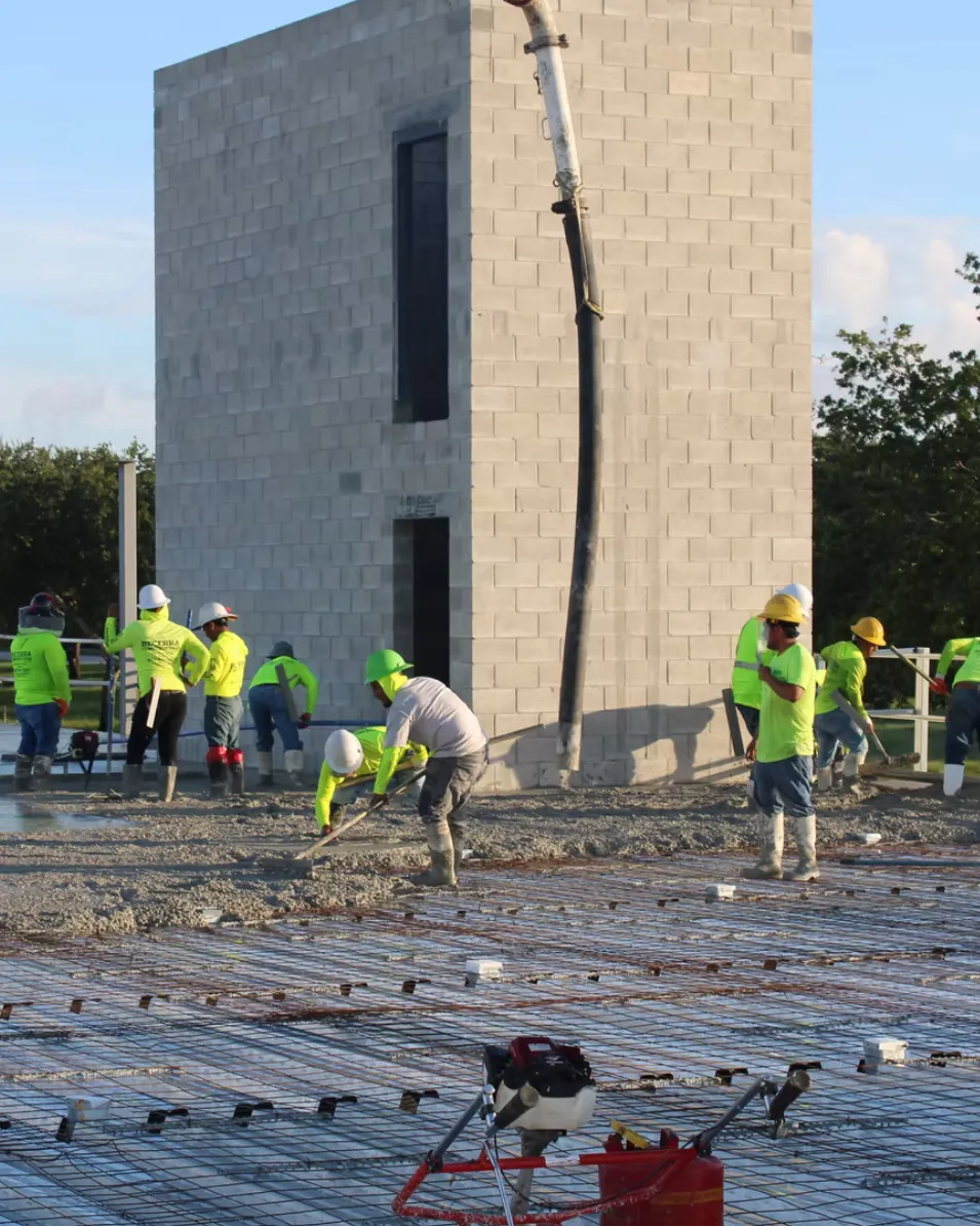 Group of Men working on a commercial concrete pour